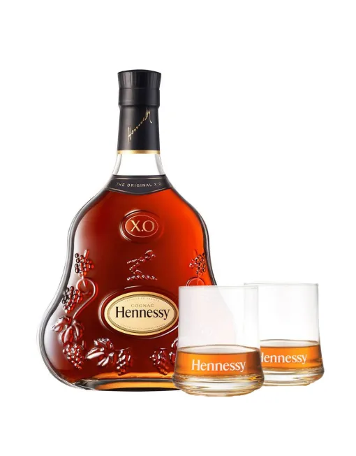 HENNESSY X O WITH BRANDED ROCKS GLASSES (SET OF 2) HENNESSY X O WITH BRANDED ROCKS GLASSES (SET OF 2)